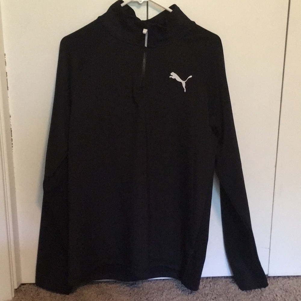 Mens Puma Track Jacket Black Half Zip Pullover
